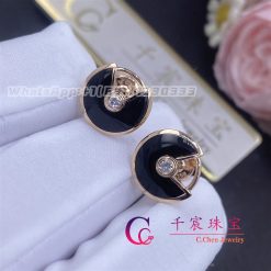 Cartier Amulette De Cartier Earrings, Xs Model Onyx Rose Gold B8301239 (1)