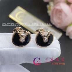 Cartier Amulette De Cartier Earrings, Xs Model Onyx Rose Gold B8301239 (3)