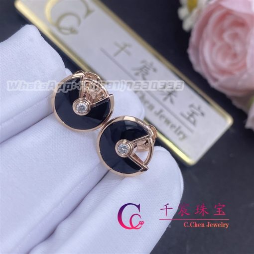 Cartier Amulette De Cartier Earrings, Xs Model Onyx Rose Gold B8301239 (7)