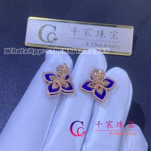 Roberto Coin Princess Flower Earrings 18kt Rose Gold With Diamonds And Lapis 20mm (2)