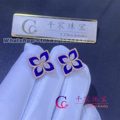 Roberto Coin Princess Flower Earrings 18kt Rose Gold With Diamonds And Lapis 20mm (5)