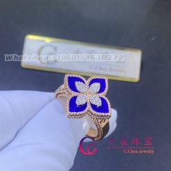 Roberto Coin Princess Flower Ring Rose Gold With Lapis Lazuli Small Version 20mm (1)