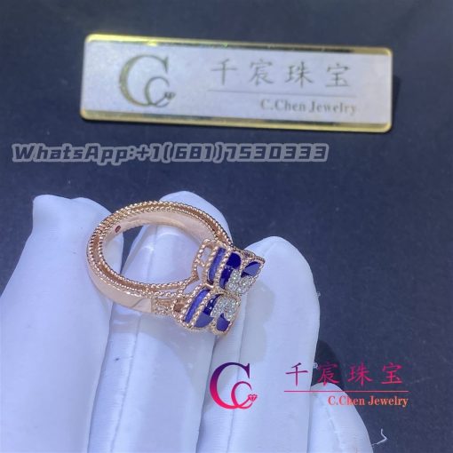 Roberto Coin Princess Flower Ring Rose Gold With Lapis Lazuli Small Version 20mm (3)