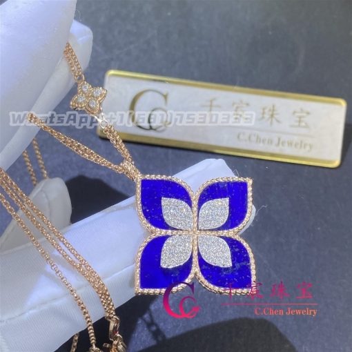 Roberto Coin Princess Flower Pendant With Diamonds And Lapis Large Version 34mm (3)