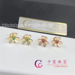 Van Cleef Arpels Frivole Earrings Mini Model 18k Yellow Gold Emerald Vcarp7sd00 (5)