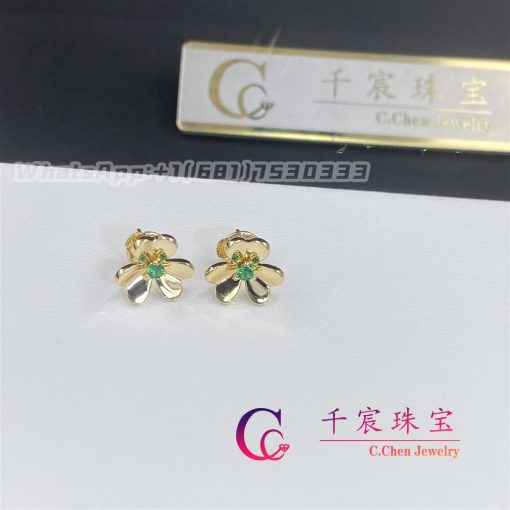 Van Cleef Arpels Frivole Earrings Mini Model 18k Yellow Gold Emerald Vcarp7sd00 (6)