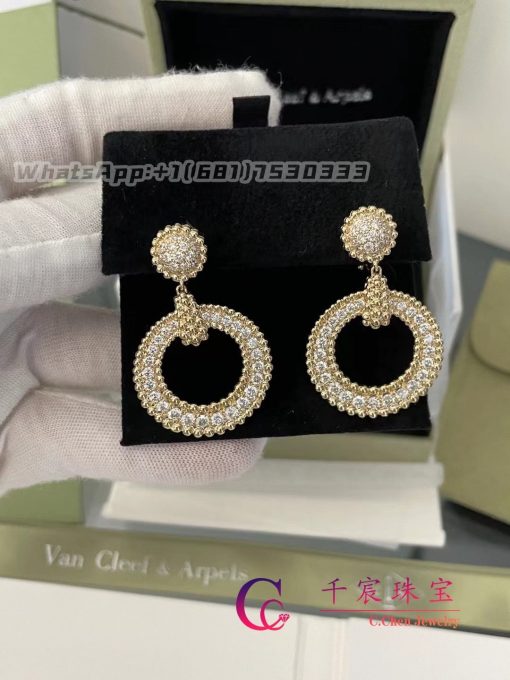 Van Cleef Arpels Perlee Diamonds Earrings 18k Yellow Gold Diamond Vcarp9xl00 (1)