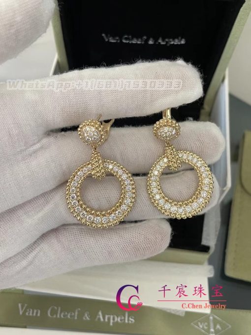 Van Cleef Arpels Perlee Diamonds Earrings 18k Yellow Gold Diamond Vcarp9xl00 (2)