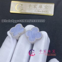 Van Cleef Arpels Magic Alhambra Earrings 18k White Gold Chalcedony (3)