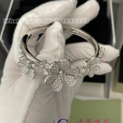 Van Cleef Arpels Frivole Bracelet 7 Flowers Medium Model 18k White Gold Diamond Vcarpdyb00 (3)