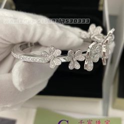 Van Cleef Arpels Frivole Bracelet 7 Flowers Medium Model 18k White Gold Diamond Vcarpdyb00 (4)