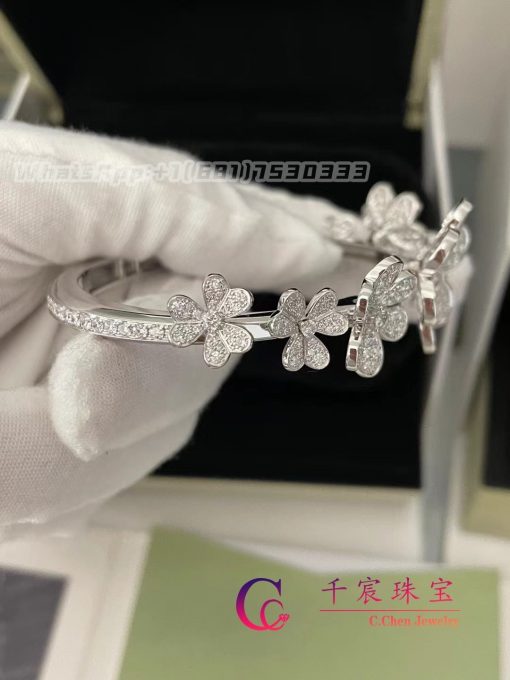 Van Cleef Arpels Frivole Bracelet 7 Flowers Medium Model 18k White Gold Diamond Vcarpdyb00 (4)