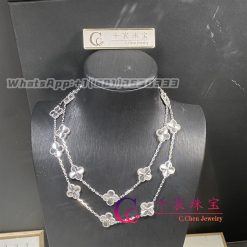 Van Cleef Arpels Vintage Alhambra Long Necklace 20 Motifs Guilloche Rhodium Plated Vcarp9xh00 (1)