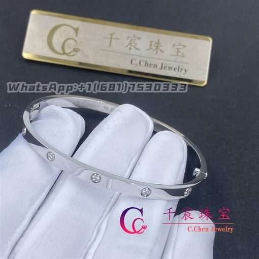 Cartier Love Bracelet Small Model 18k White Gold And 10 Diamonds B6048017 (2)