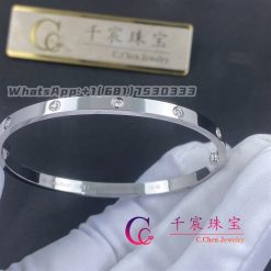 Cartier Love Bracelet Small Model 18k White Gold And 10 Diamonds B6048017 (5)