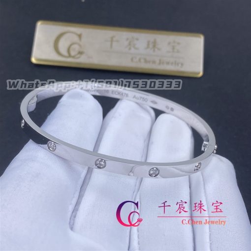 Cartier Love Bracelet Small Model 18k White Gold And 10 Diamonds B6048017 (6)