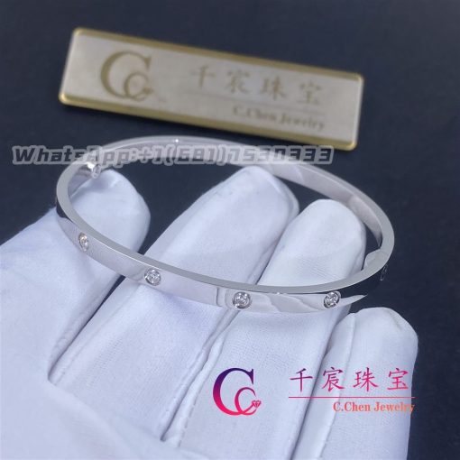 Cartier Love Bracelet Small Model 18k White Gold And 10 Diamonds B6048017 (7)