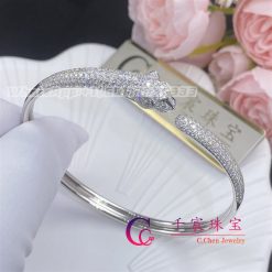 Cartier Panthere De Cartier White Gold Bracelet Pave Diamonds (1)