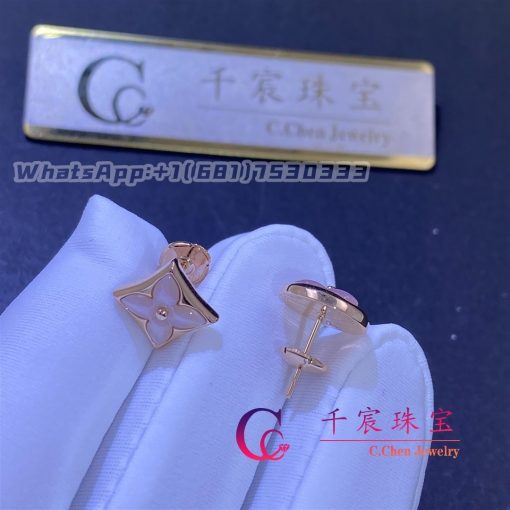 Louis vuitton color blossom bb sun and star ear stud pink gold and pink mother of pearl q16637 q16638 (2)