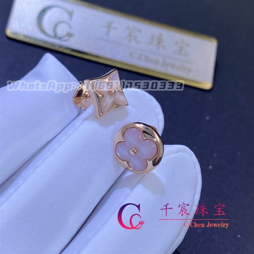 Louis vuitton color blossom bb sun and star ear stud pink gold and pink mother of pearl q16637 q16638 (4)